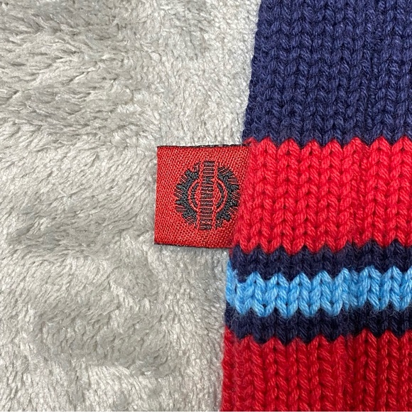 Knit Sweater Men’s Large Chunky Bombardier Key West 1/4 Zip Striped Blue Red - Picture 11 of 13